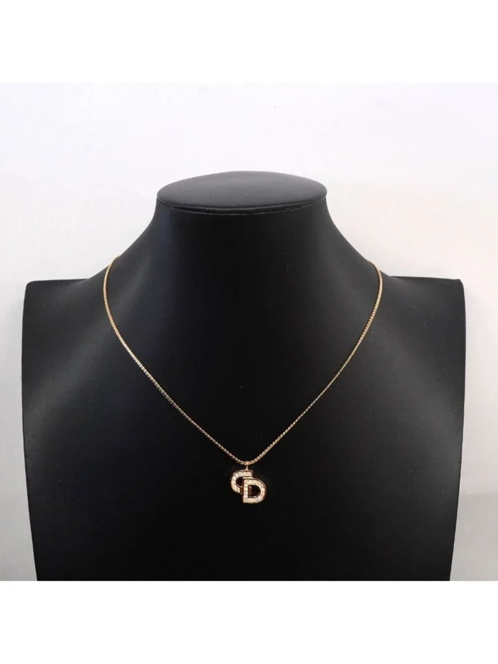 Dior Necklace CD Logo Gold Plated Rhinestone